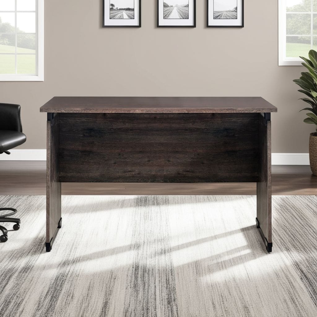 51 Inches Office Desk with 6 Drawer File Cabinet, Brown