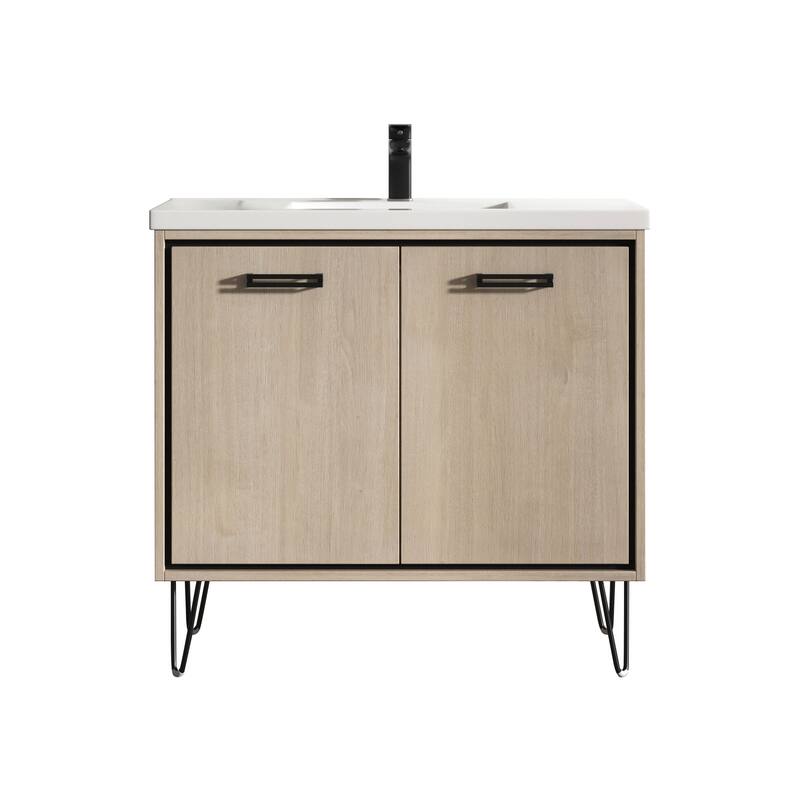 Mitchell 36" Single Bathroom Vanity Set - Tan-Black Trim