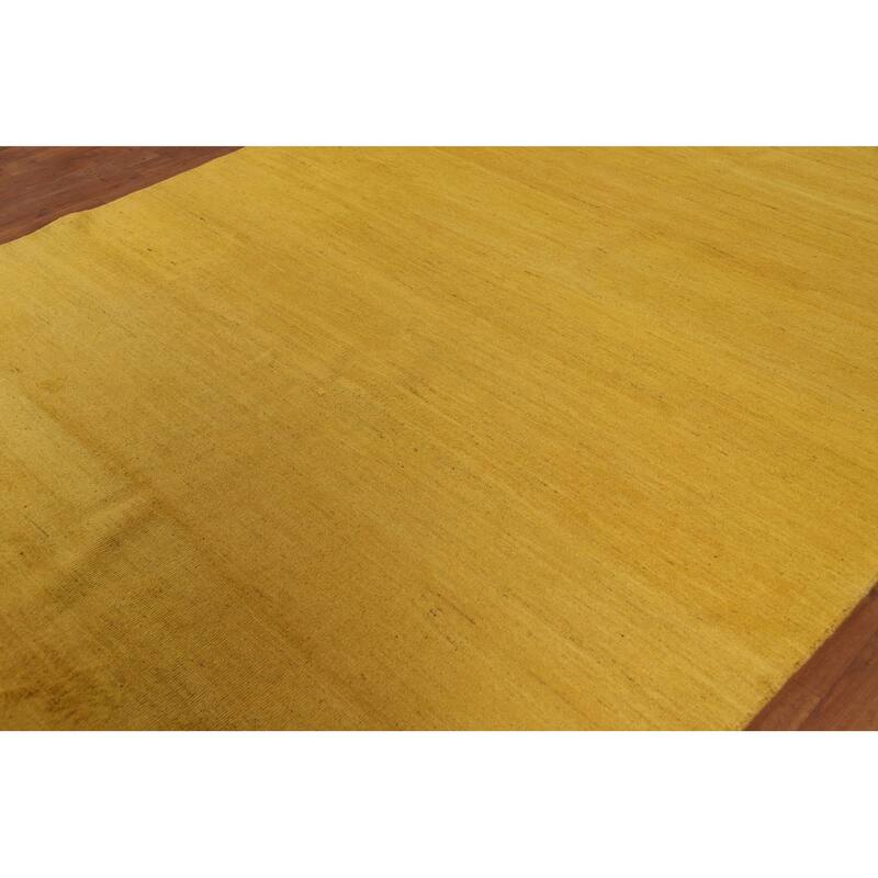 Modern Yellow Gabbeh Oriental Area Rug Tribal Hand-Knotted Wool Carpet - 6'6" x 9'6"