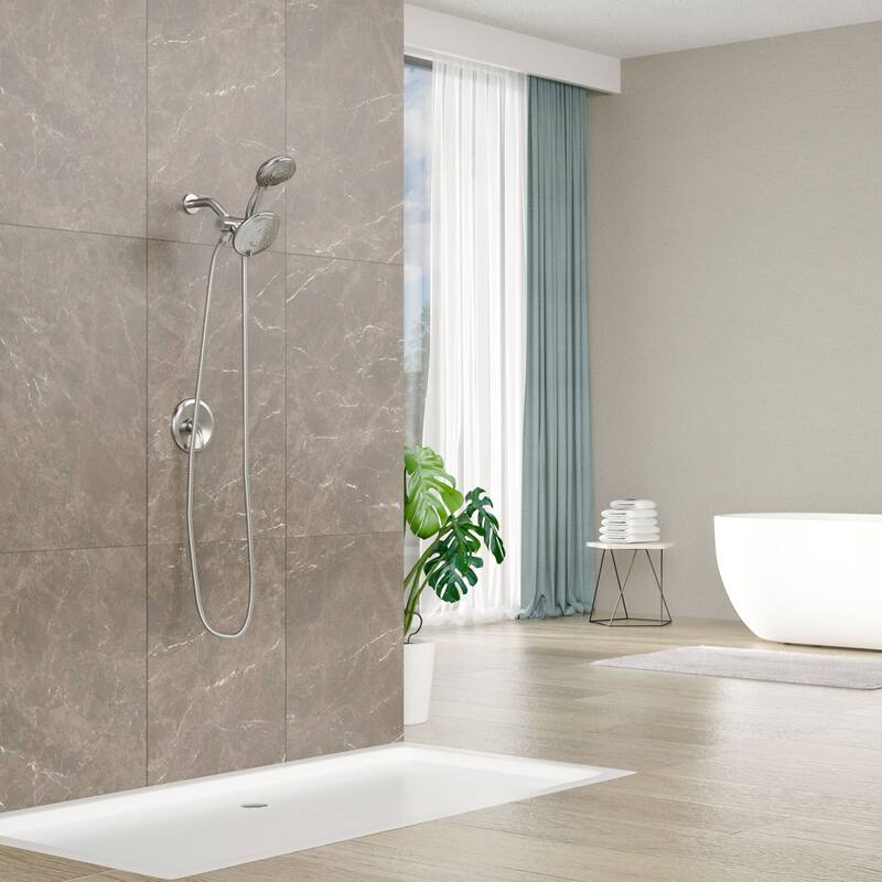 Lordear 5-Setting Shower System: High Pressure Rain Showerhead and Dual 2-in-1 Faucet with Valve