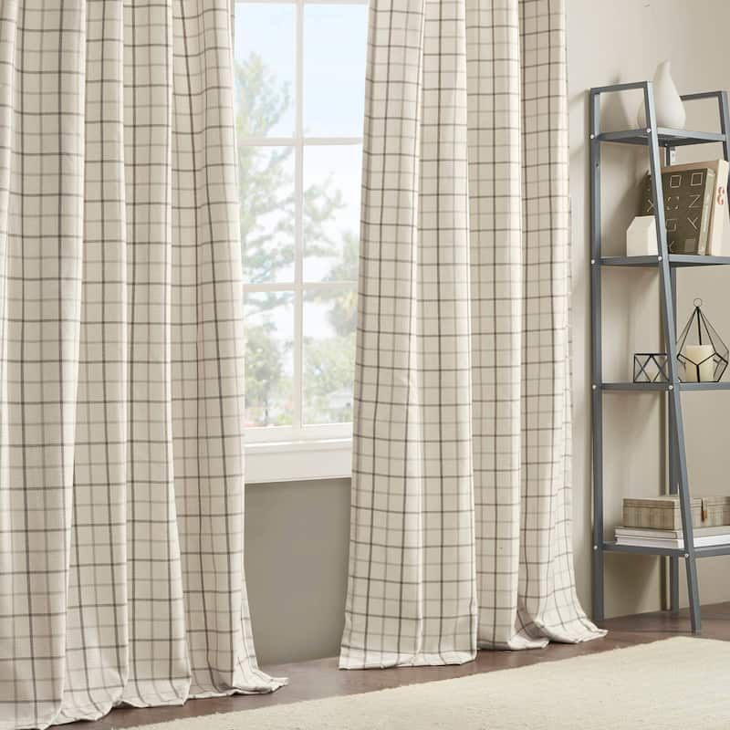 Madison Park Anaheim Plaid Rod Pocket and Back Tab Single Curtain Panel with Fleece Lining