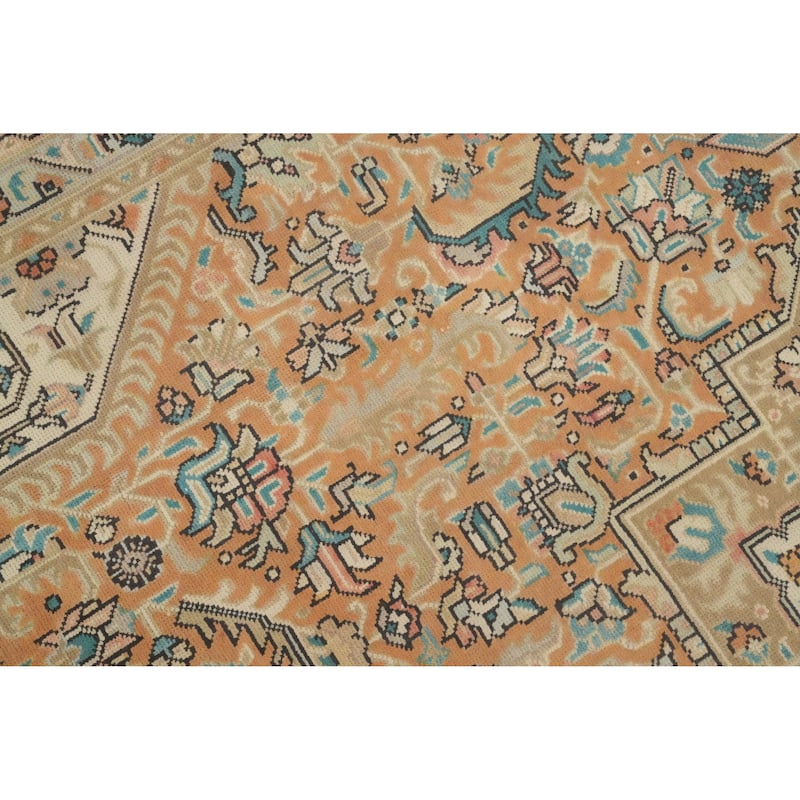 Hand Knotted Oriental 100% Wool Carpet Traditional Floral Oranges & Rust Tabriz Area Rug - 11' 5'' X 8' 0''