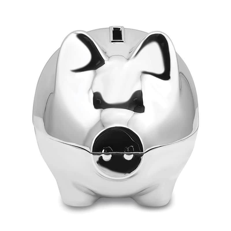 Curata Silver-Tone Finish Metal Piggy Bank