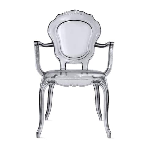 Designer Stacking Transparent Molded Plastic Dining Chairs With Arms Backs Crystal For Kitchen Desk Bedroom Outdoor Patio Indoor