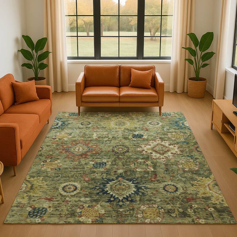 Premium Washable Super Soft Traditional Kashan Mayfield Rug - Aloe - 3' x 5'