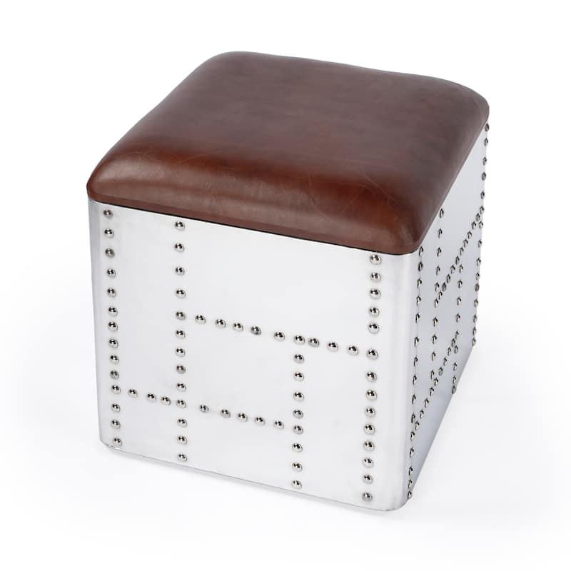 Butler Midway Aviator Leather Stool - Brown