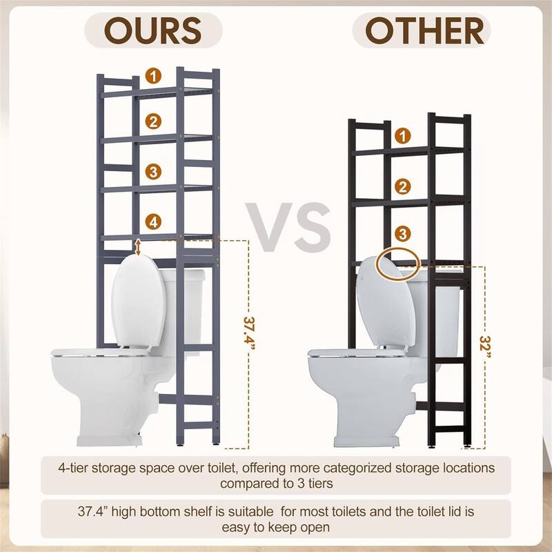 Over The Toilet Storage - 9.17"D x 23.23"W x 65.35"H
