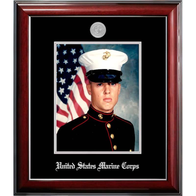 Patriot Frames Marine 8x10 Portrait Classic Black Frame with Silver Medallion
