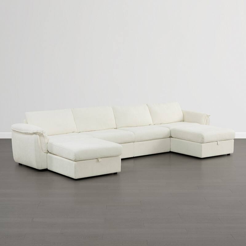 Spruce & Spring Modular Sectional Sofas with Optial Storage Console for Living Room