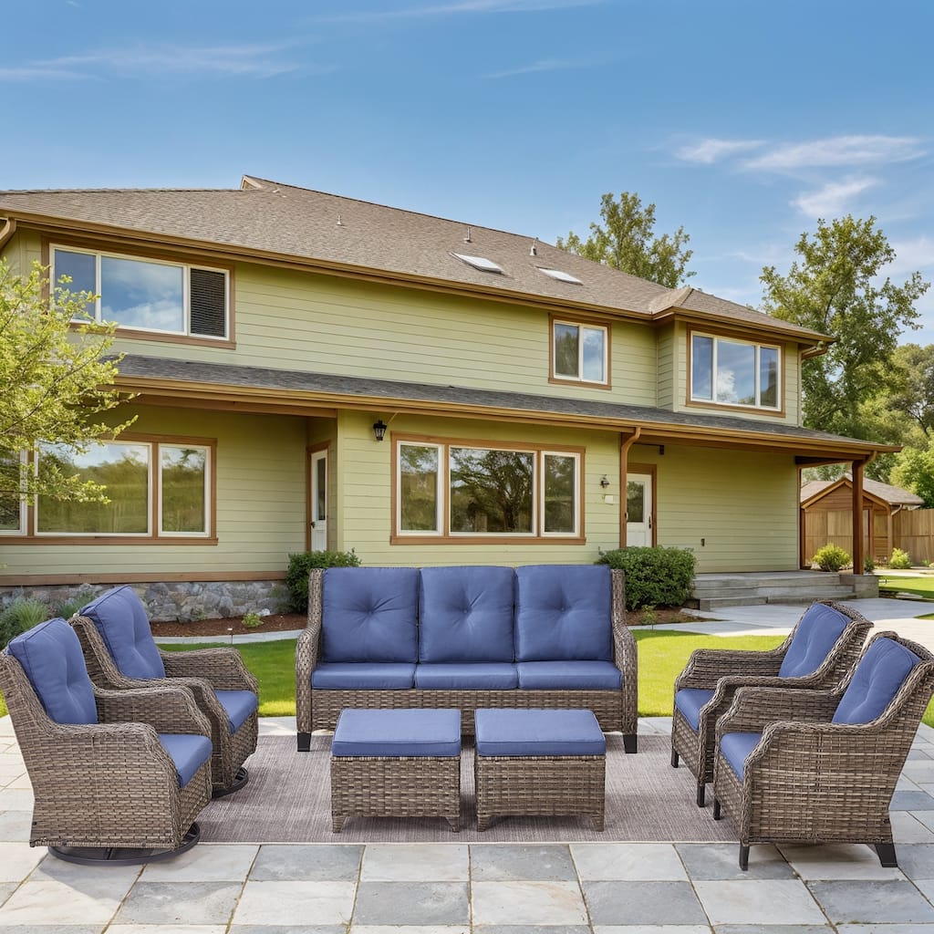 Outdoor Rocking Chair with Sofa Ottoman set - Grey