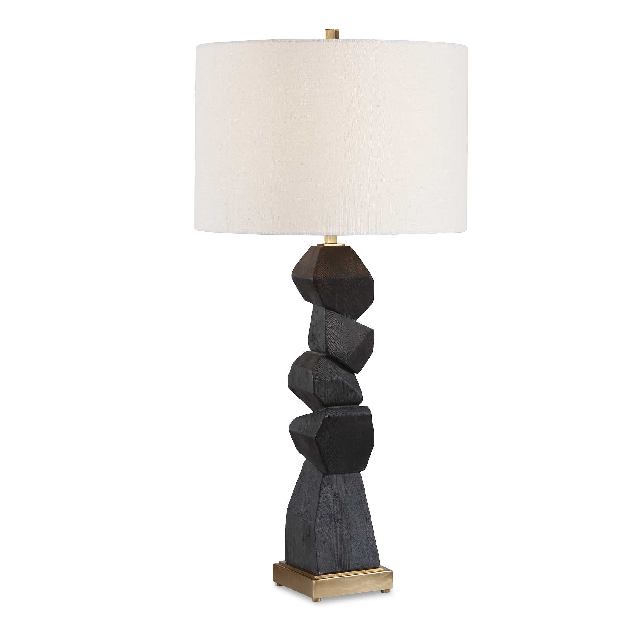 Uttermost Demelo Stacked Wood Table Lamp. - 15" D x 15" W x 31" H