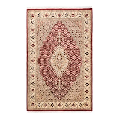 Overton Hand Knotted Wool Vintage Inspired Traditional Mogul Red Area Rug - 5 x 8
