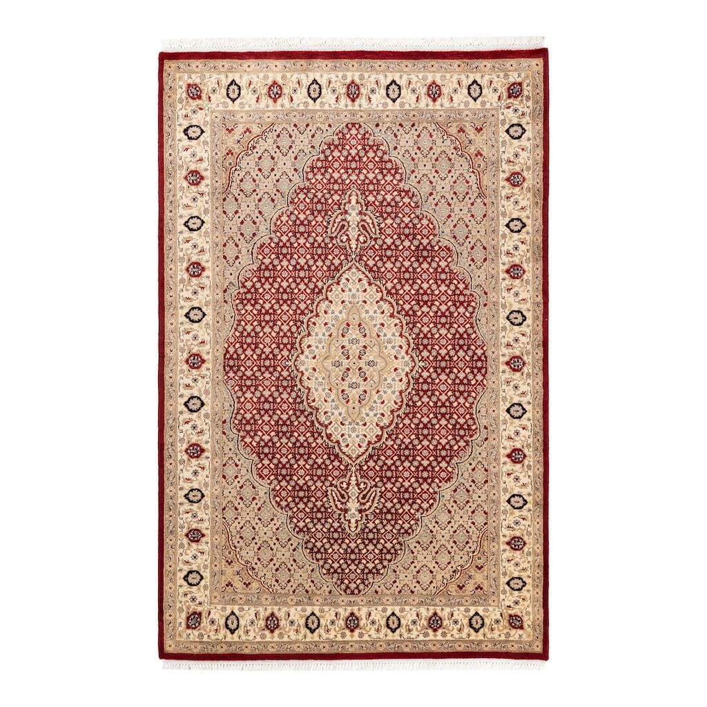 Overton Hand Knotted Wool Vintage Inspired Traditional Mogul Red Area Rug - 5 x 8
