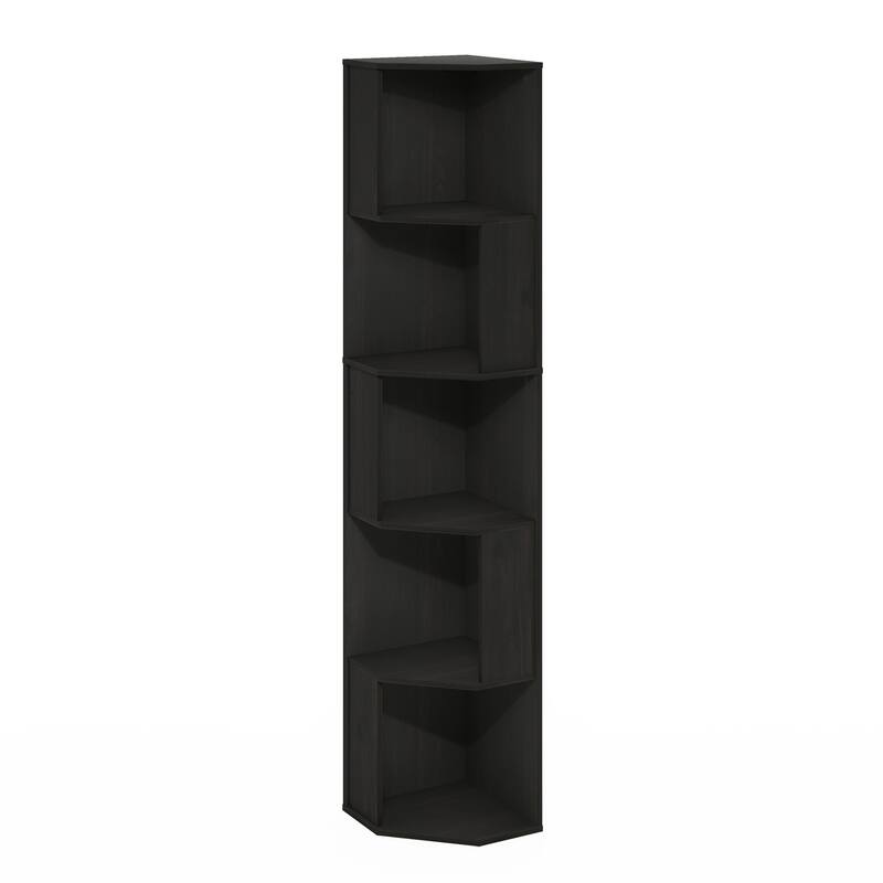 60.71 in. Tall Espresso Wood 5-Shelf Bookcase