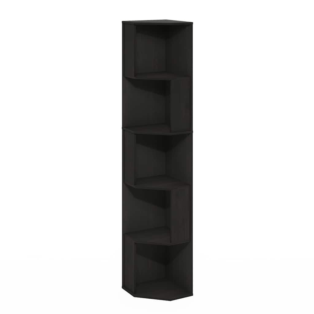 60.71 in. Tall Espresso Wood 5-Shelf Bookcase