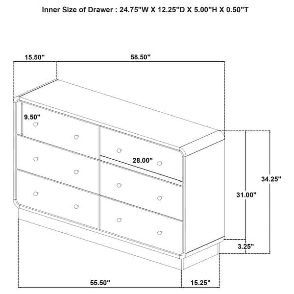 dimension image slide 1 of 2, Cavelle 6-drawer Dresser and Mirror Black