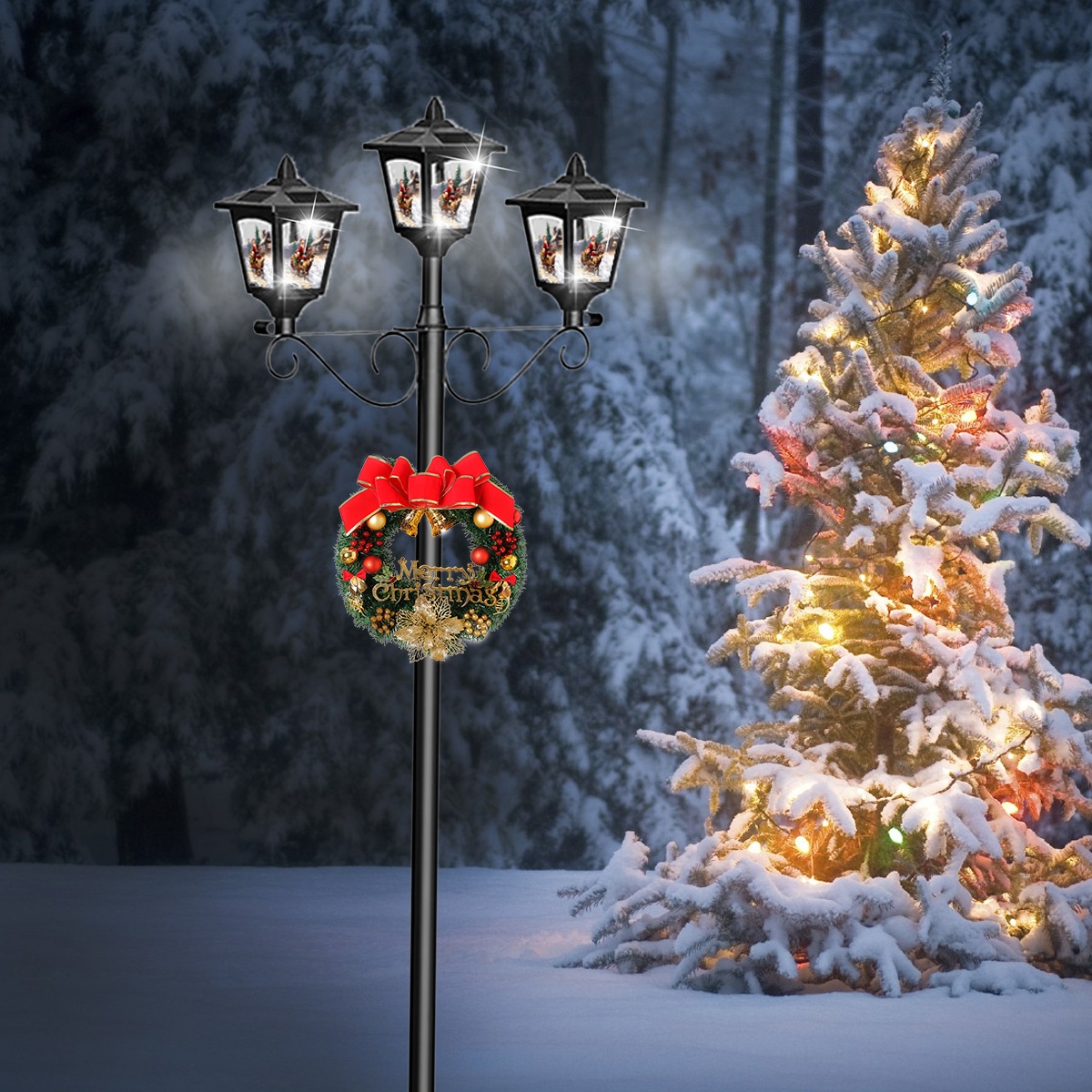Solar christmas lamp post outlet