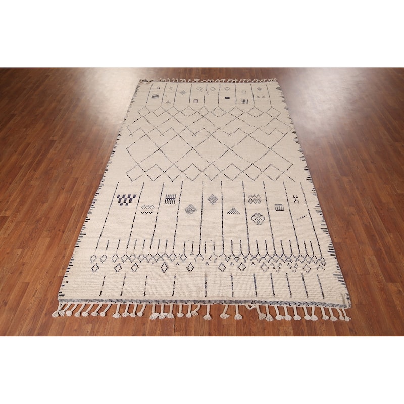 Earth Tone Moroccan Area Rug Hand-Knotted Wool Carpet - 6'0"x 9'7"