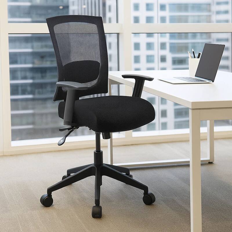Oyo Rolling Task Chair with Seat Slider and Lift, Black Mesh Back