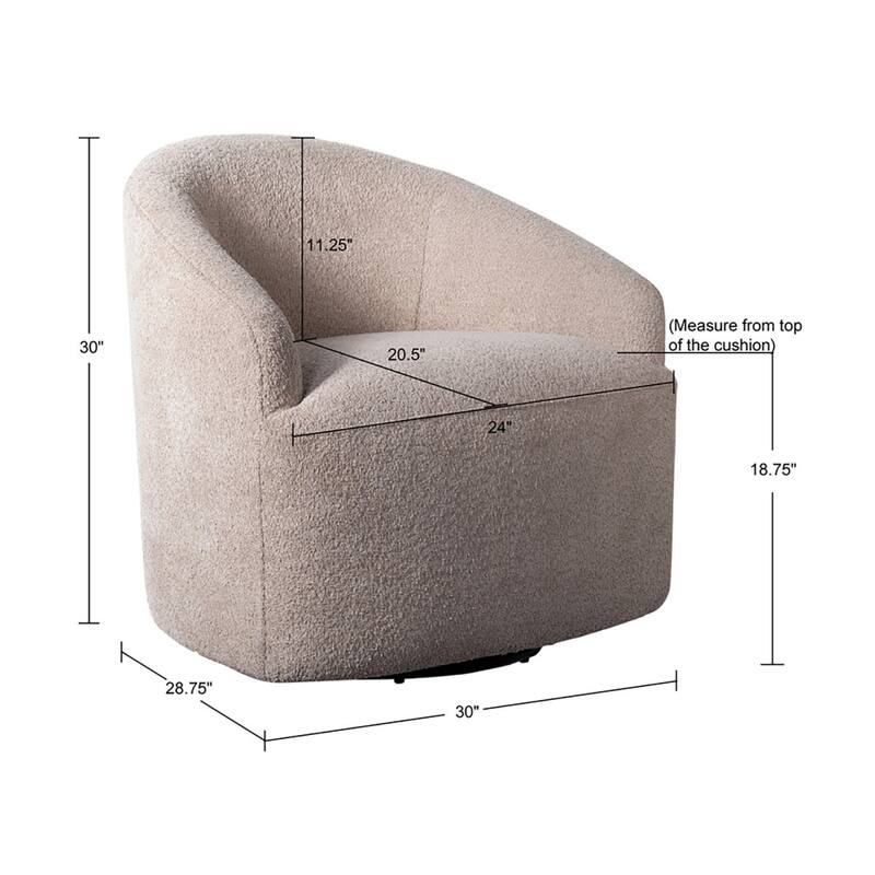 Roomfitters Upholstered 360 Degree Swivel Chair, Barrel Accent Chair with Hidden Base and Sloped Arms for Living Room, Beige