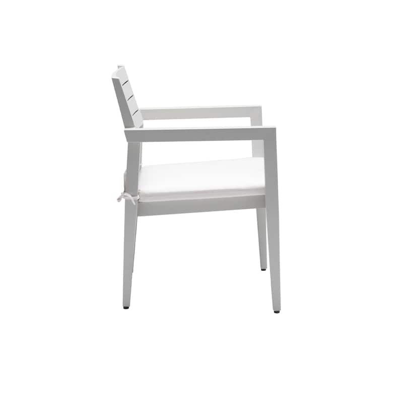 Grayish Aluminum Stationary Dining Chairs with Cushions