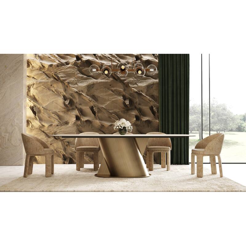 Modrest Sarkis Modern Beige Velvet Dining Chair