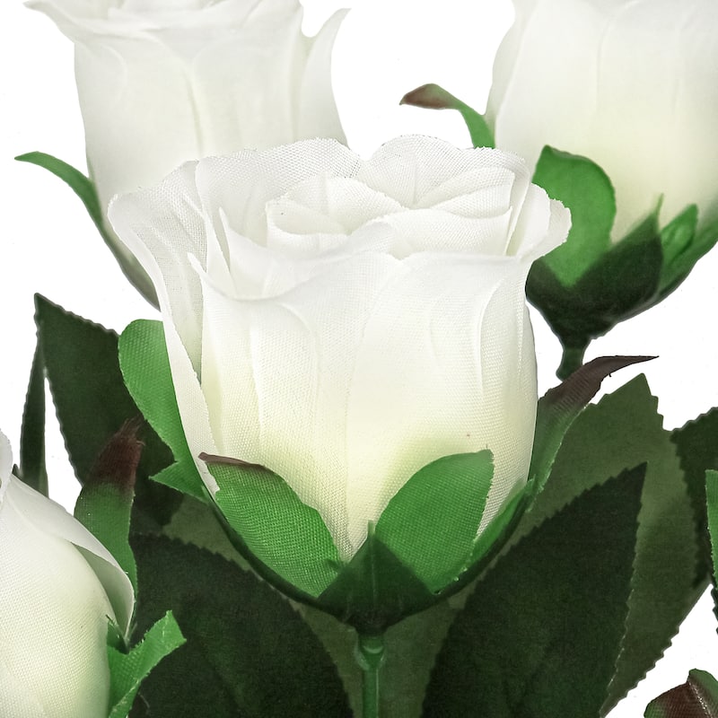 Set of 2 Cream White Artificial Rose Bud Flower Stem Bush Bouquet 19.5in - 19.5" L x 12" W x 12" DP