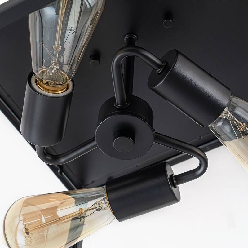 3-Light Modern Farmhouse Square Cage Flush Mount Light 14.6 in