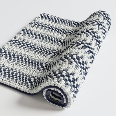 Totti Gemini Dark Blue Microfiber Chenille 16" x 24" Bathroom Mat w/ Gradual Color Change