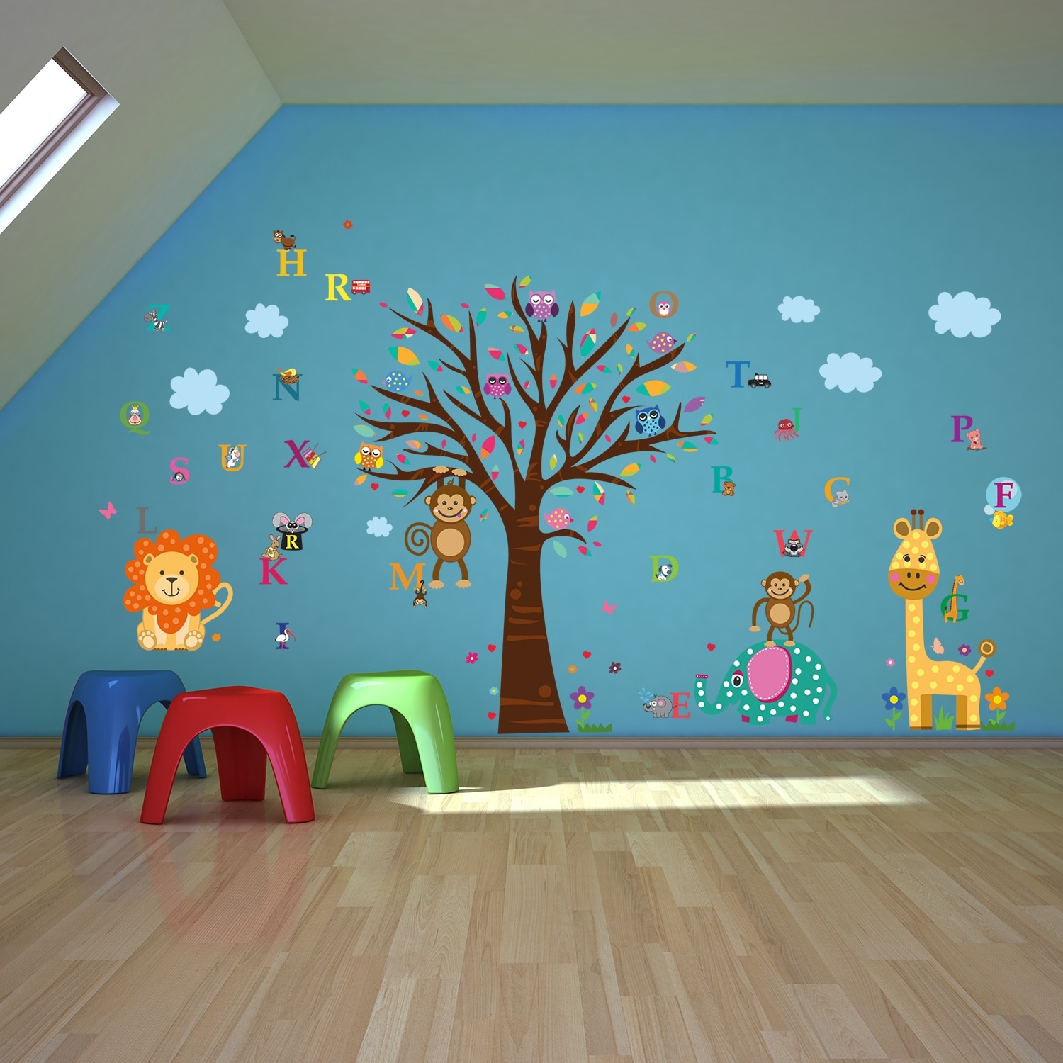 Happy London Zoo Removable Wall Stickers - Nursery Kids Room Animal Mural Decals - View #5