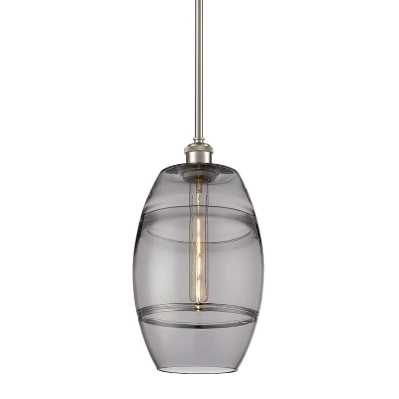 Innovations Lighting 516-1S-10-8 Vaz Pendant Vaz 8" Wide Mini Pendant - Brushed Satin Nickel / Light Smoke