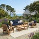 preview thumbnail 13 of 36, Cambridge Casual Carmel 5-Piece Teak Patio Conversation Set Navy Cushion