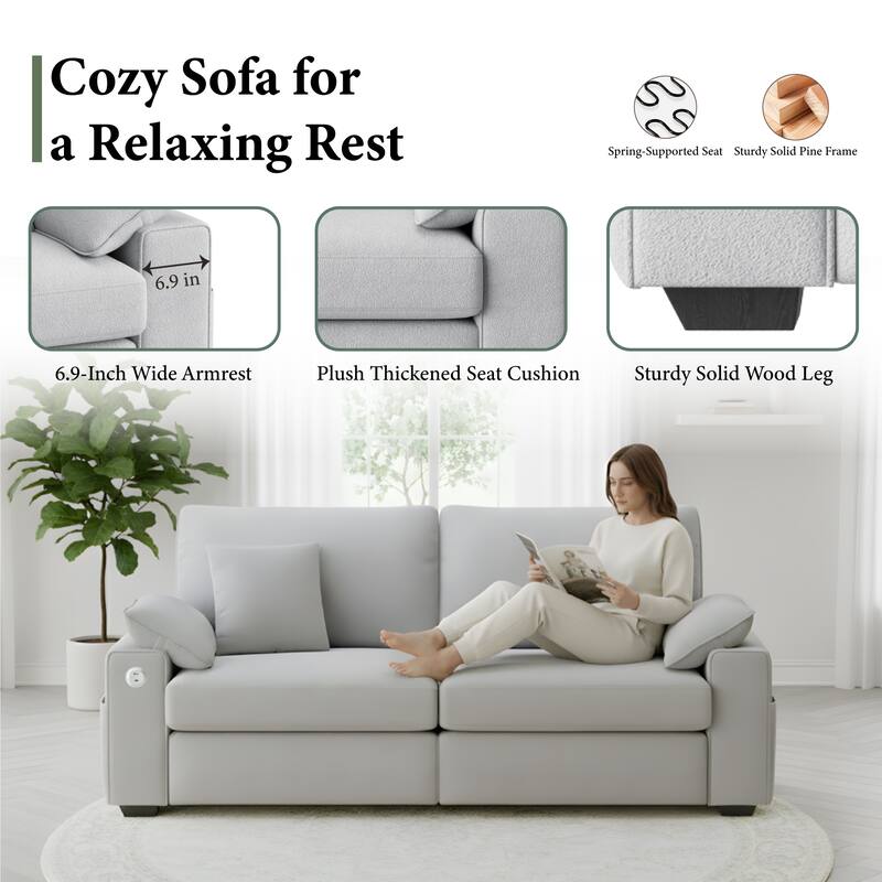 Modern Loveseat Sofa with USB Charging & Removable Covers