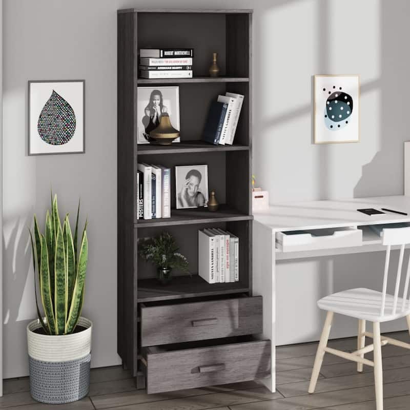 vidaXL Cabinet Bookshelf Entryway Cabinet with Storage HAMAR Solid Wood Pine - 23.6"x13.8"x70.9"
