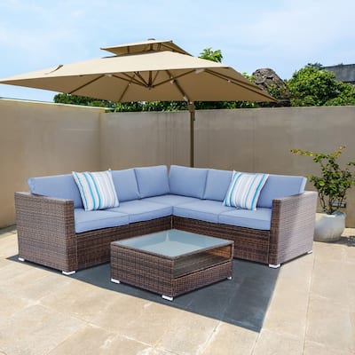 Tappio 4-Piece Outdoor Wicker Sectional Sofa Set with Waterproof Cover