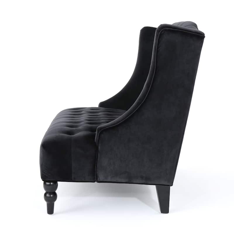 Velvet Button Tufted High Wingback Loveseat Sofa