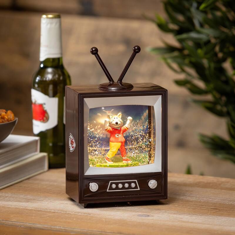 Kansas City Chiefs 8 in. Vintage TV Light Up Water Lantern Snow Globe with Mascot