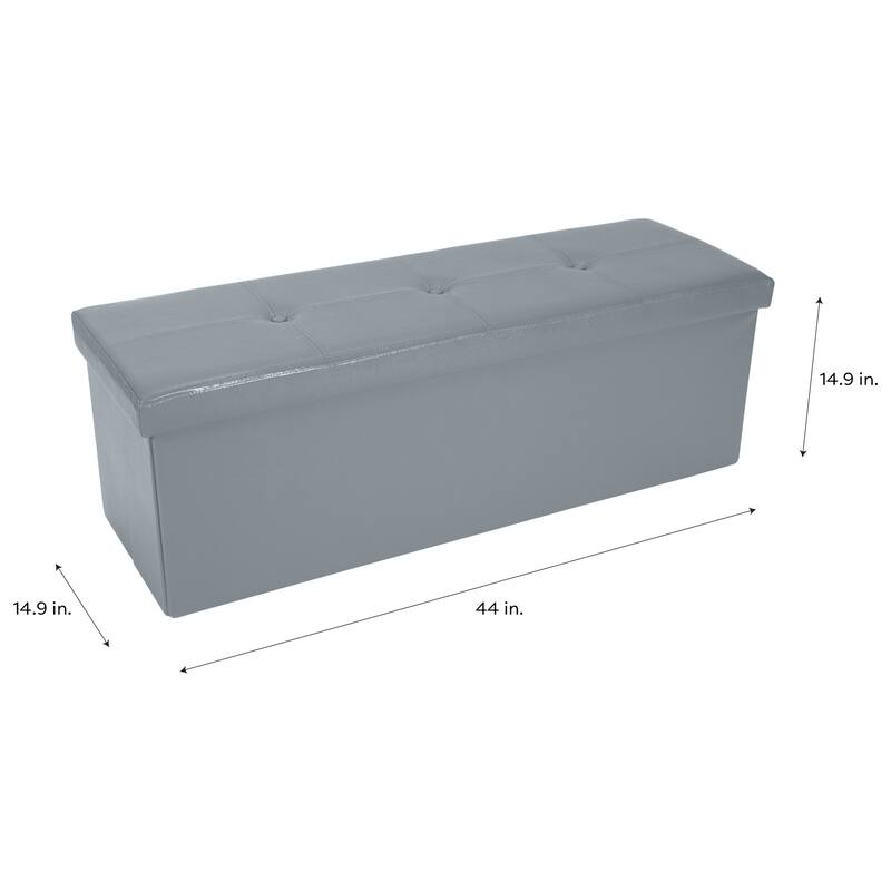 Simplify Faux Leather Triple Folding Storage Ottoman