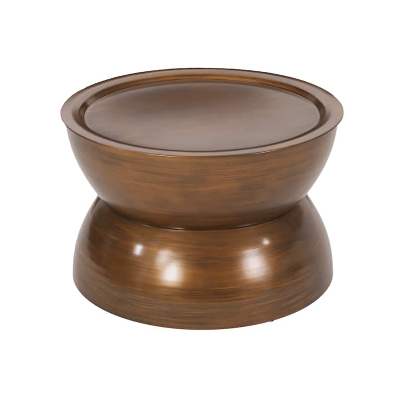 Roomfitters Round Metal Coffee Table, Modern Center Cocktail Table for Living Room, Indoor Outdoor Furniture