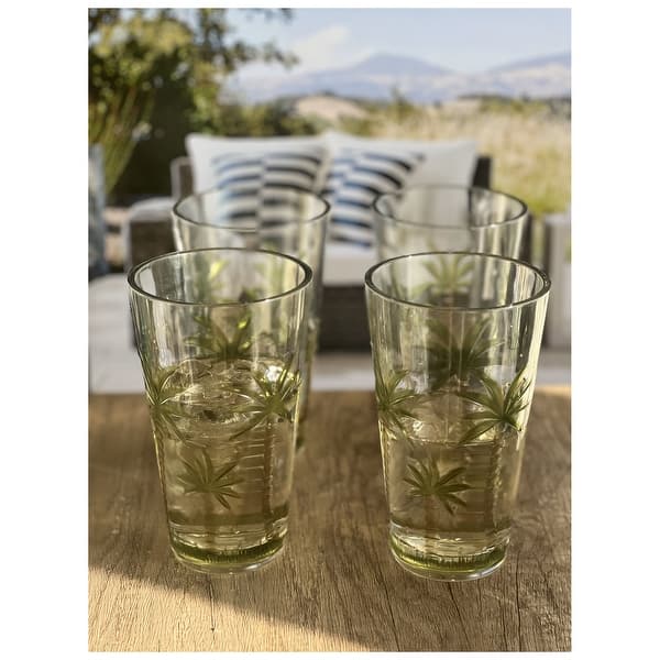 20oz drinking glasses Palm Tree Design Acrylic Glasses Set of 4, 20oz, Clear Plastic, BPA Free main image 0