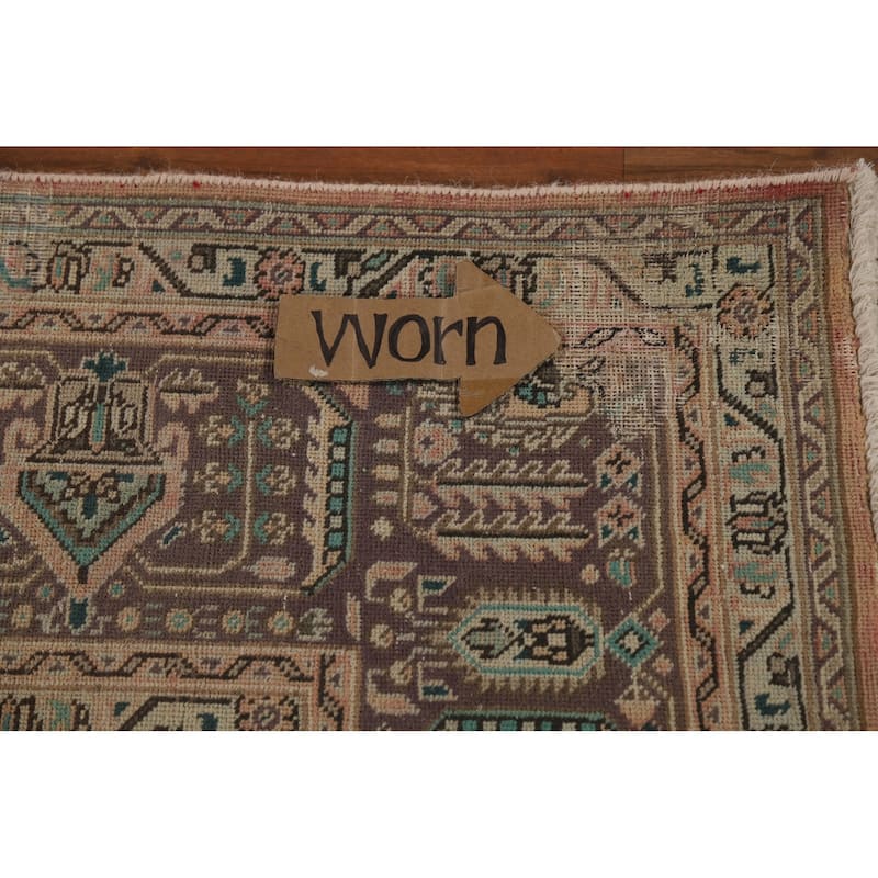 Tabriz Persian Vintage Area Rug Hand-Knotted Peach Wool Carpet - 8'4" x 11'3"