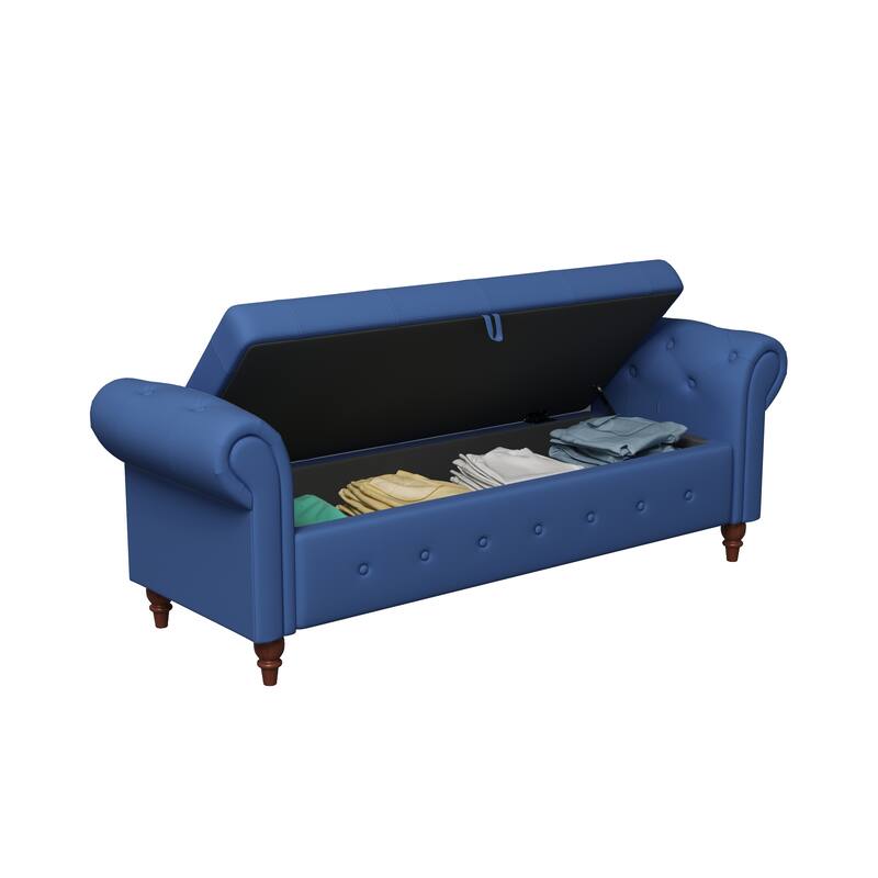63" Fabric Bed Bench With Storage
