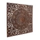 preview thumbnail 10 of 12, Brown or White Wooden Handmade Intricately Carved Floral Home Wall Decor with Mandala Design (Set of 3)