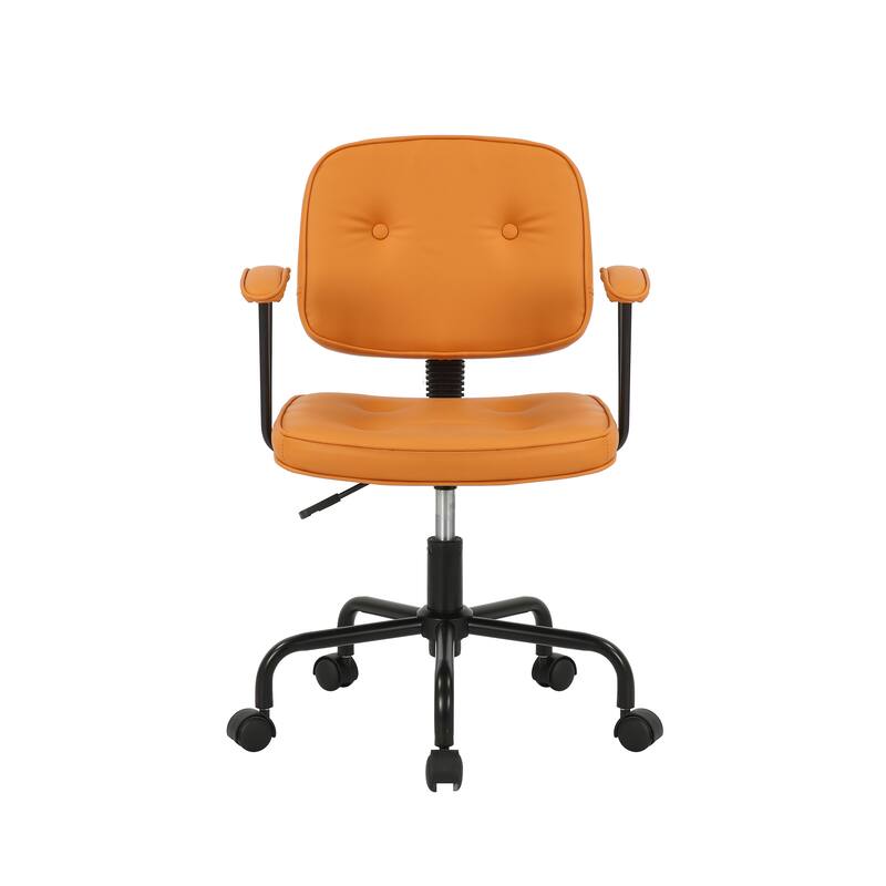 Porthos Home Dario Swivel Office Chair, PU Leather, Roller Metal Base