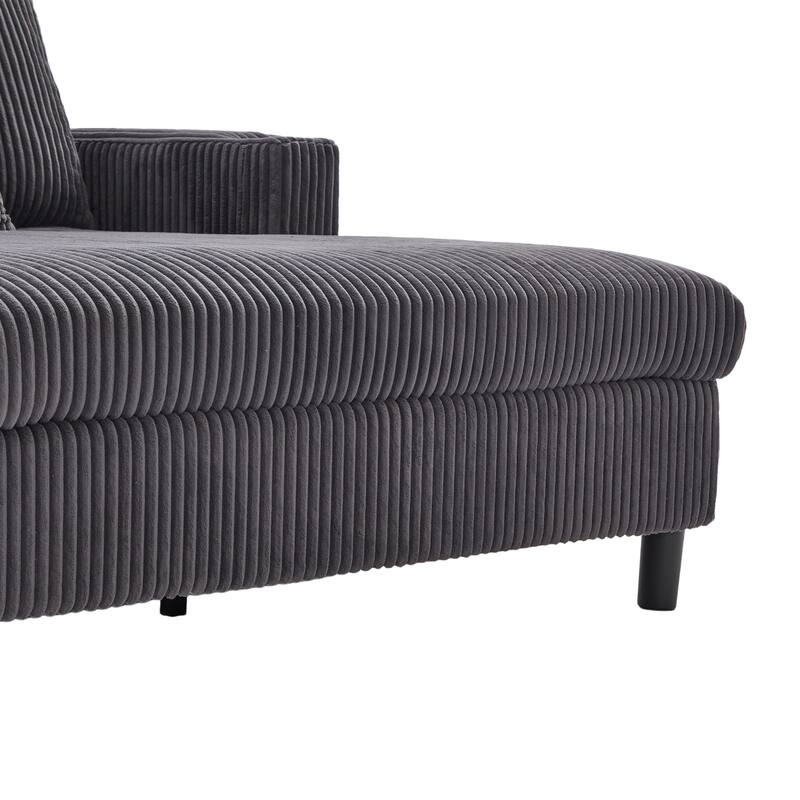 GDFStudio - Corduroy Recliner Sofa with USB Charging, RGB LED Light Strip - Suitable for Living Room and Bedroom