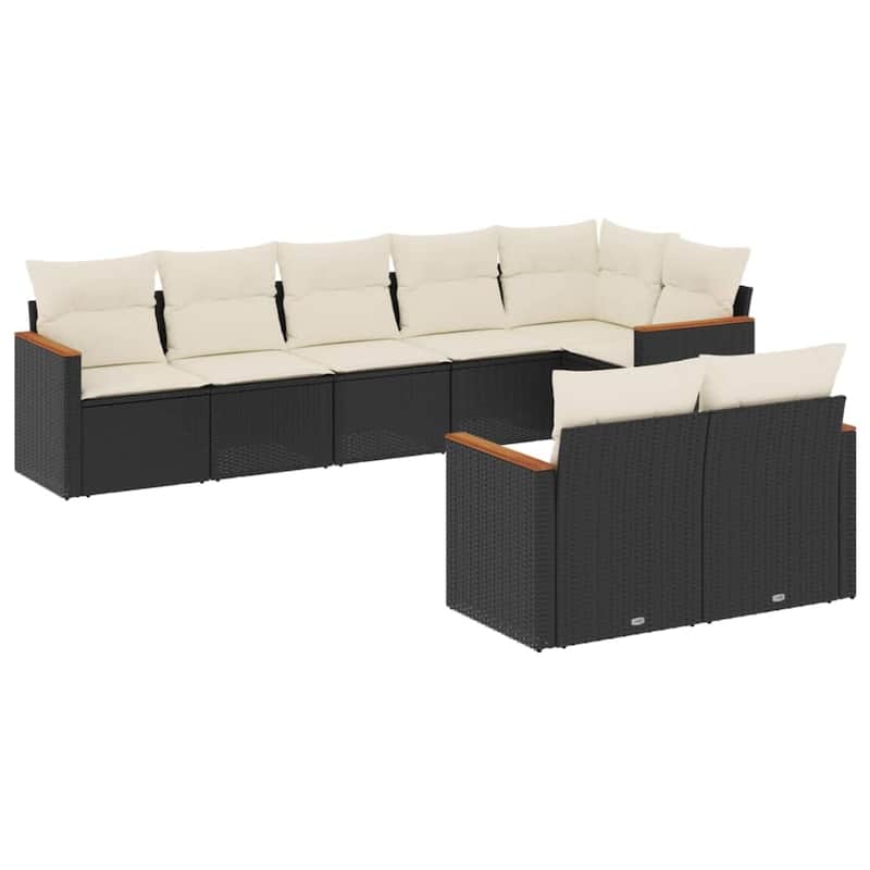 vidaXL Patio Sofa Set with Cushions Outdoor Conversation Furniture Poly Rattan