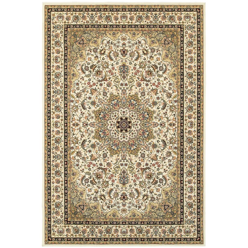 Harding Ivory Beige Oriental Medallion Traditional Area Rug