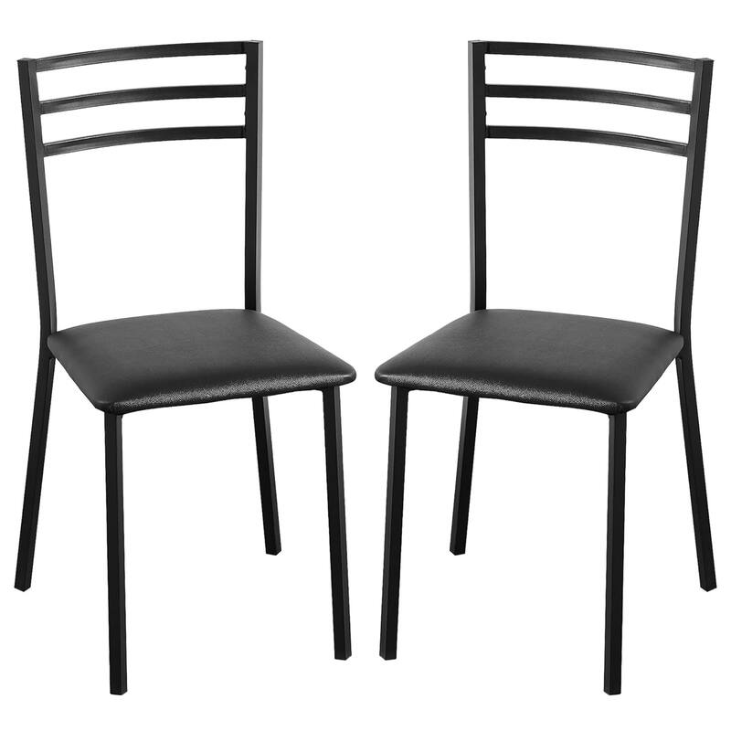 VECELO Round Dining Table, Metal Frame Dining Chairs, Modern Dining Table and Chairs Set for 2-4 People, 3 Options - Dining Chairs - Black