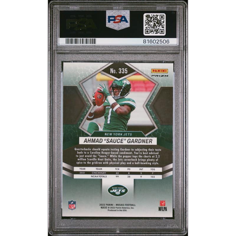 Ahmad Sauce Gardner 2022 Panini Mosaic Green Rookie Card #335 Graded PSA 10 - 8'6" x 11'6"