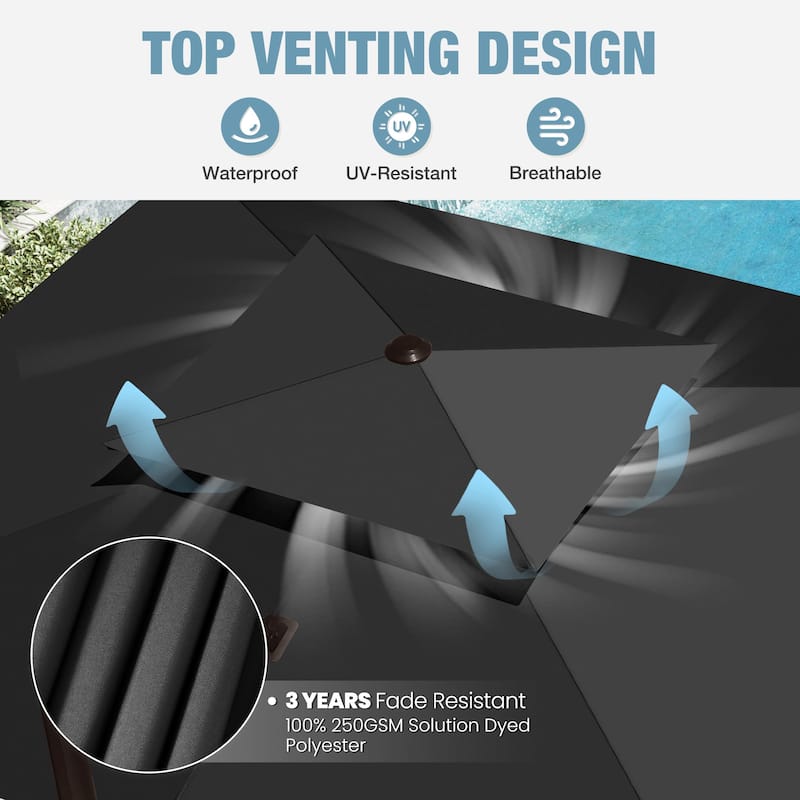 VredHom 9X11FT 360 Degree Rotation Patio Cantilever Umbrella with Base